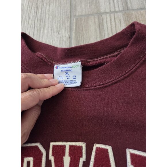 Champion Harvard Crew Neck Sweatshirt Adult Size XL Burgundy Sewn Felt Lettering - Picture 4 of 5